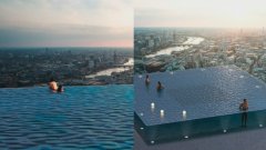 Une piscine avec vue à 360 degrés au sommet d’un gratte-ciel à Londres.