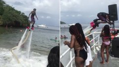 Il s'écrase en water jet sur le DJ entrain de mixer la boat party