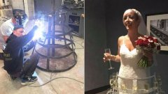 Pour son mariage, elle se fait fabriquer une robe capable de porter 50 verres pour ses invités