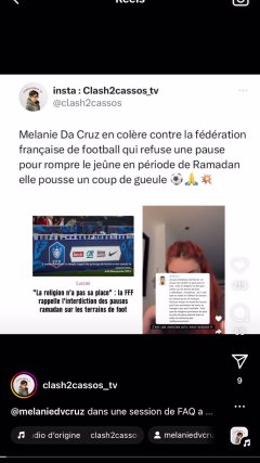 Mélanie Da Cruz : Son énorme coup de gueule envers la Fédération Française de Football qui refuse à leurs joueurs musulmans de faire une pause pendant le Ramadan