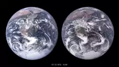 Apollo 17 Blue Marble simulated with the ICON climate model at 1 km resolution