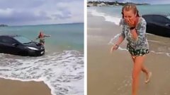 Elle veut surprendre son copain en arrivant sur la plage avec sa nouvelle voiture, ça tourne mal