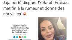 Sarah Fraisou : Jaja porté disparu ? Elle donne de ses nouvelles !