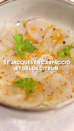 Carpaccio de saint jacques et gel citron