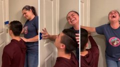 Une mère hurle de rire en faisant à son fils le challenge le plus débile du monde
